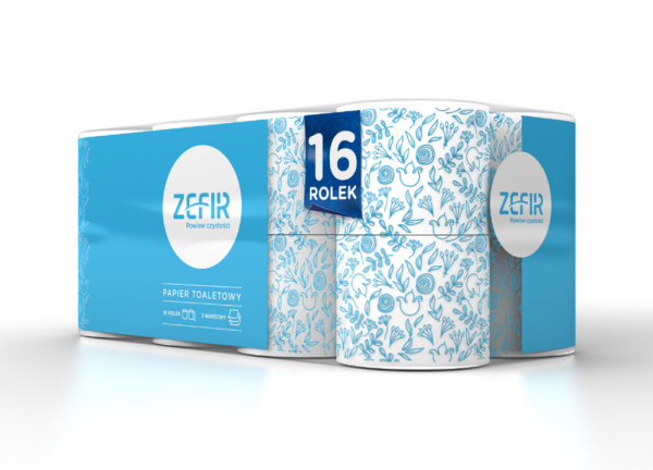 <b>Zefir papier toaletowy biały</b> - 16 rolek 3 warstwy