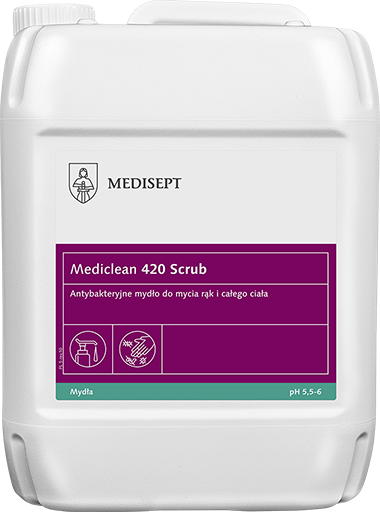 <b>Mediclean 420 Scrub 5l.</b> Mydło antybakteryjne do mycia rąk i ciała.