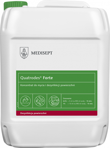 <b>Quatrodes® Forte 5l.</b> Koncentrat do mycia i dezynfekcji powierzchni.