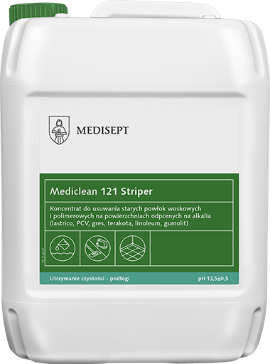 <b>Mediclean 121 Striper 5l.</b>  Preparat do usuwania starych powłok woskowych i polimerowych.