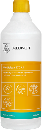 <b>Mediclean 570 All 1l. </b>Preparat do czyszczenia powierzchni w przetwórstwie spożywczym.