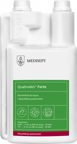 <b>Quatrodes® Forte 1l.</b> Koncentrat do mycia i dezynfekcji powierzchni.